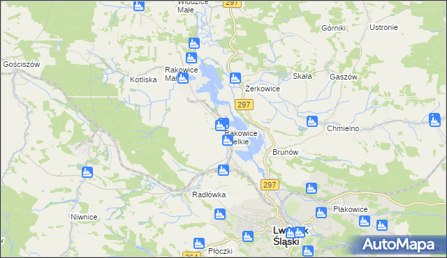 mapa Rakowice Wielkie, Rakowice Wielkie na mapie Targeo