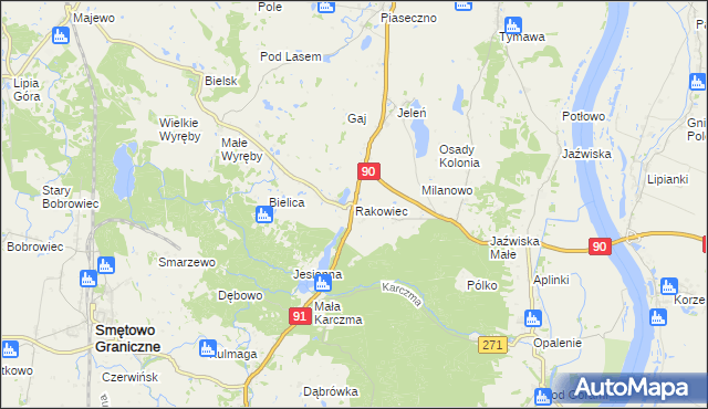 mapa Rakowiec gmina Gniew, Rakowiec gmina Gniew na mapie Targeo