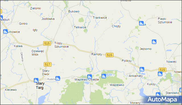 mapa Ramoty gmina Stary Targ, Ramoty gmina Stary Targ na mapie Targeo