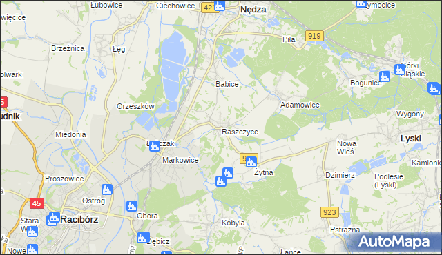 mapa Raszczyce, Raszczyce na mapie Targeo