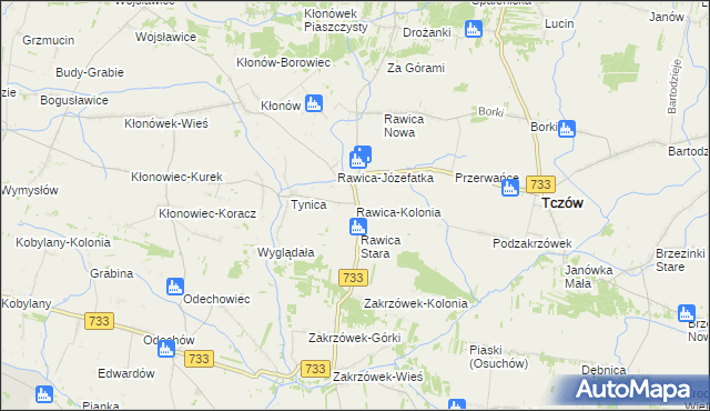 mapa Rawica-Kolonia, Rawica-Kolonia na mapie Targeo