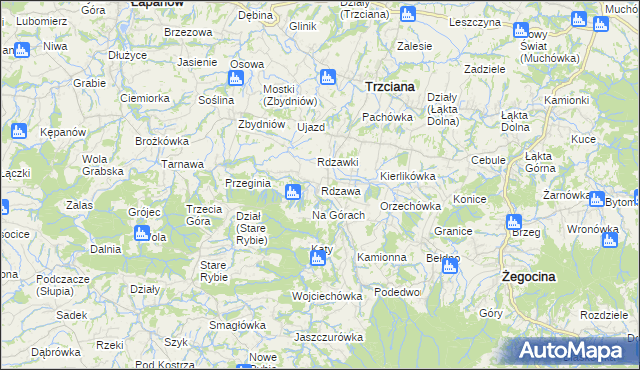 mapa Rdzawa, Rdzawa na mapie Targeo
