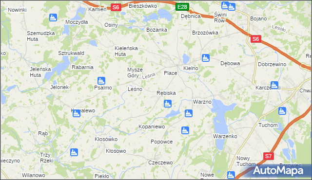 mapa Rębiska gmina Szemud, Rębiska gmina Szemud na mapie Targeo