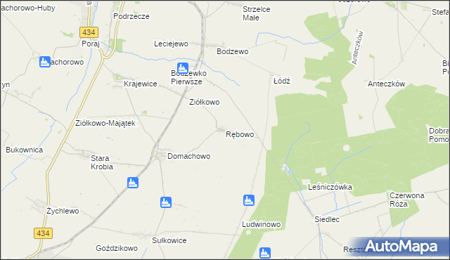 mapa Rębowo gmina Piaski, Rębowo gmina Piaski na mapie Targeo