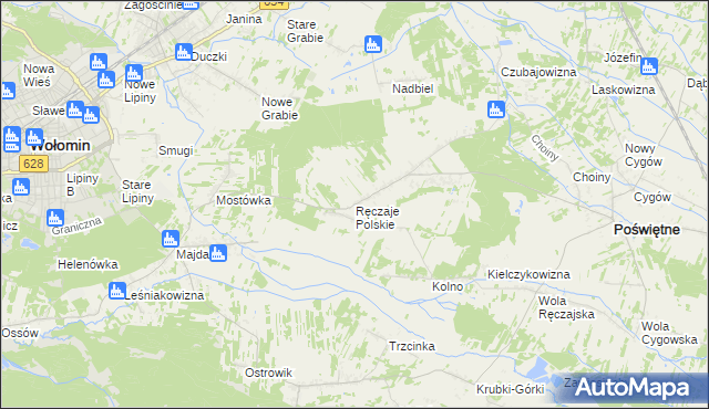 mapa Ręczaje Polskie, Ręczaje Polskie na mapie Targeo