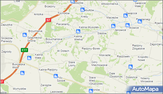 mapa Rędziny-Borek, Rędziny-Borek na mapie Targeo