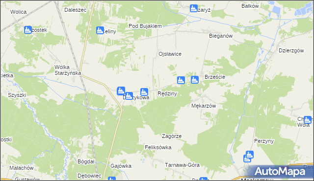 mapa Rędziny gmina Szczekociny, Rędziny gmina Szczekociny na mapie Targeo