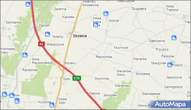 mapa Rejmontów, Rejmontów na mapie Targeo