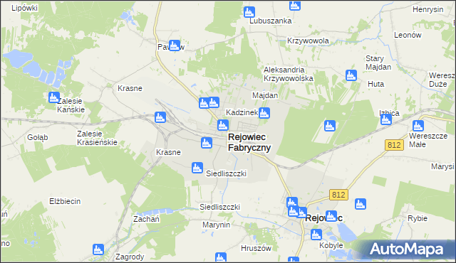 mapa Rejowiec Fabryczny, Rejowiec Fabryczny na mapie Targeo