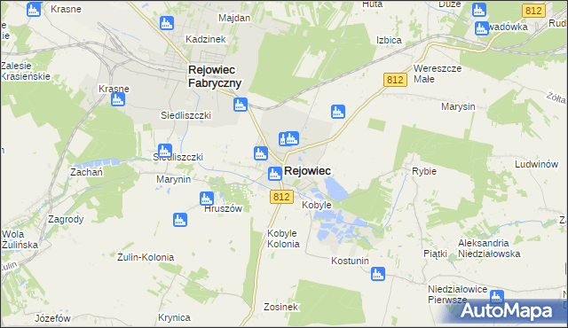 mapa Rejowiec powiat chełmski, Rejowiec powiat chełmski na mapie Targeo