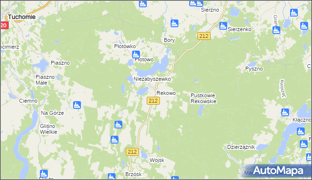 mapa Rekowo gmina Bytów, Rekowo gmina Bytów na mapie Targeo