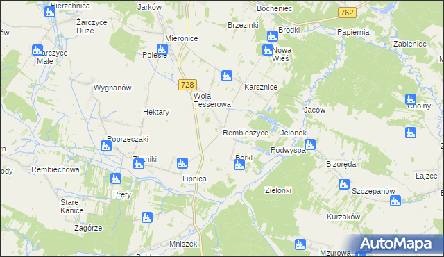 mapa Rembieszyce, Rembieszyce na mapie Targeo