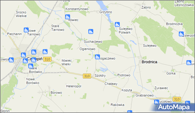 mapa Rogaczewo gmina Brodnica, Rogaczewo gmina Brodnica na mapie Targeo