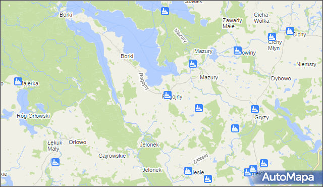 mapa Rogojny gmina Świętajno, Rogojny gmina Świętajno na mapie Targeo