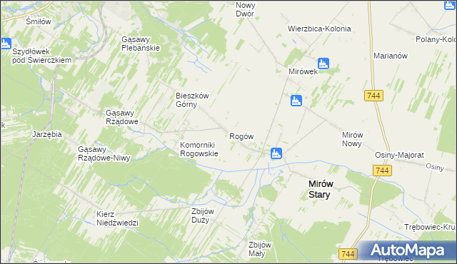 mapa Rogów gmina Mirów, Rogów gmina Mirów na mapie Targeo