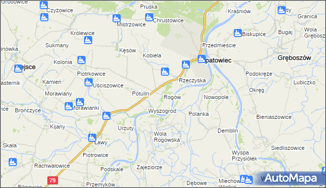 mapa Rogów gmina Opatowiec, Rogów gmina Opatowiec na mapie Targeo