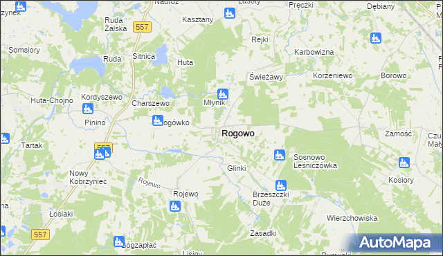 mapa Rogowo powiat rypiński, Rogowo powiat rypiński na mapie Targeo