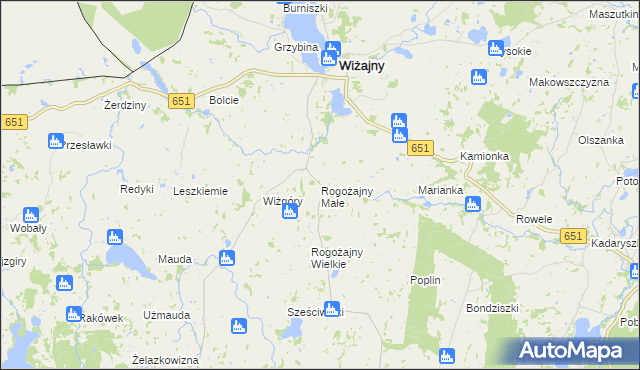 mapa Rogożajny Małe, Rogożajny Małe na mapie Targeo