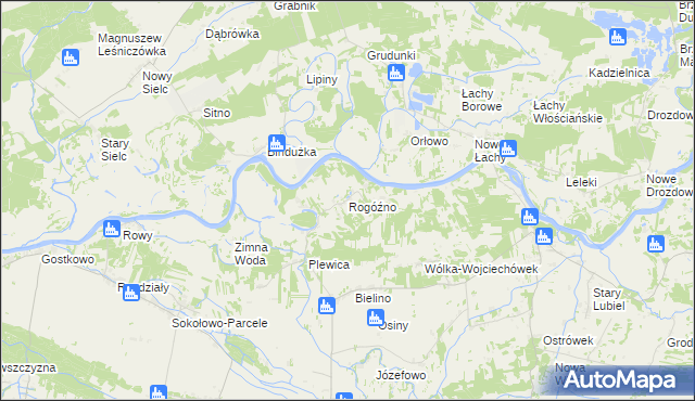 mapa Rogóźno gmina Rząśnik, Rogóźno gmina Rząśnik na mapie Targeo