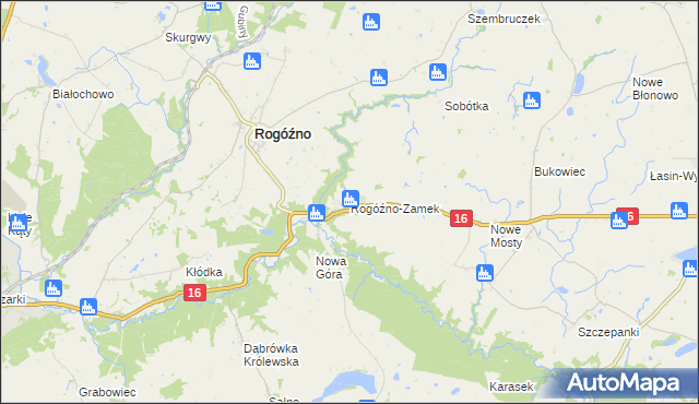 mapa Rogóźno-Zamek, Rogóźno-Zamek na mapie Targeo