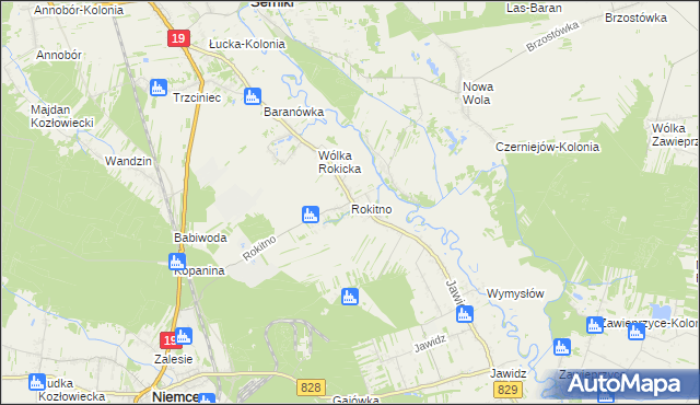 mapa Rokitno gmina Lubartów, Rokitno gmina Lubartów na mapie Targeo