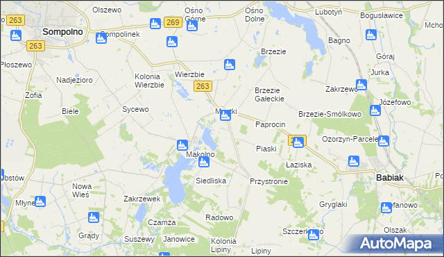 mapa Romanowo gmina Sompolno, Romanowo gmina Sompolno na mapie Targeo