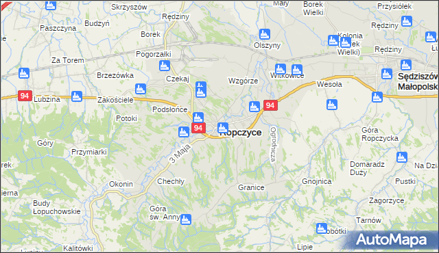 mapa Ropczyce, Ropczyce na mapie Targeo