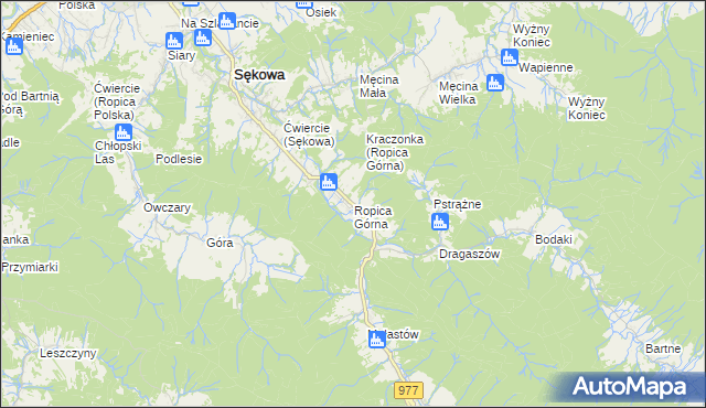 mapa Ropica Górna, Ropica Górna na mapie Targeo