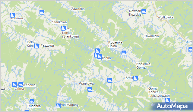 mapa Ropienka, Ropienka na mapie Targeo