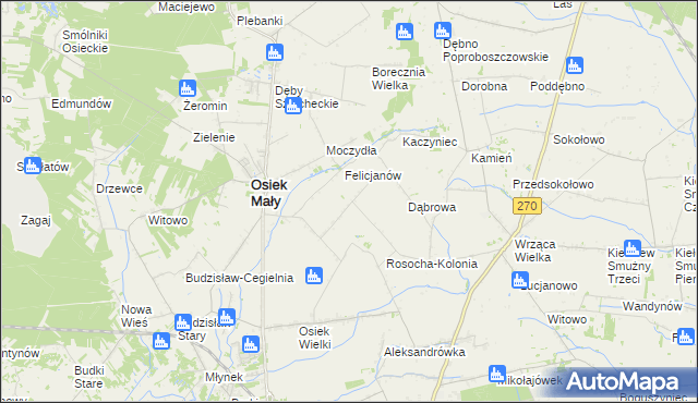 mapa Rosocha gmina Osiek Mały, Rosocha gmina Osiek Mały na mapie Targeo