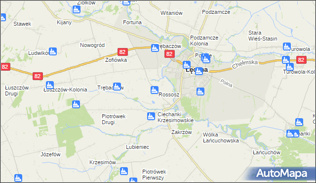 mapa Rossosz gmina Łęczna, Rossosz gmina Łęczna na mapie Targeo