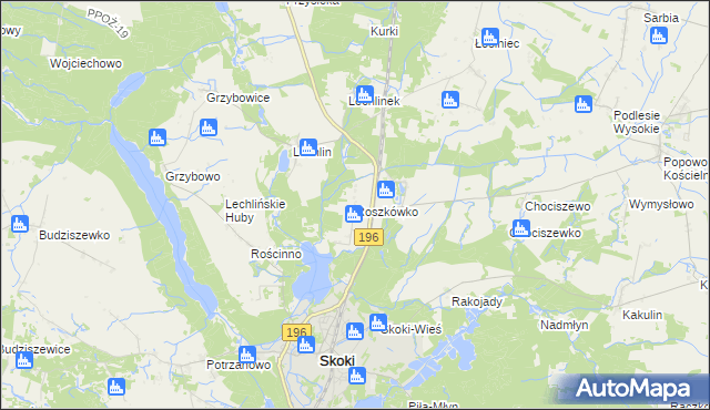 mapa Roszkówko gmina Skoki, Roszkówko gmina Skoki na mapie Targeo