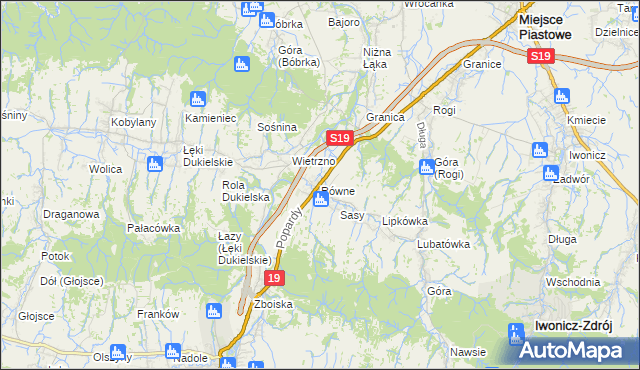 mapa Równe gmina Dukla, Równe gmina Dukla na mapie Targeo