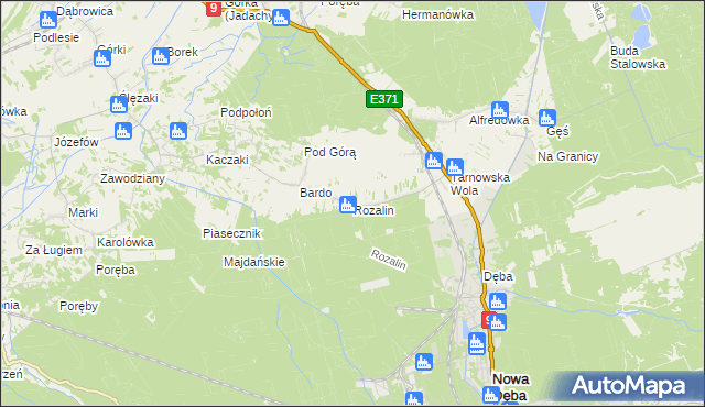 mapa Rozalin gmina Nowa Dęba, Rozalin gmina Nowa Dęba na mapie Targeo