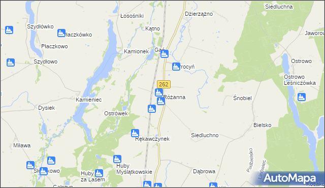 mapa Różanna gmina Orchowo, Różanna gmina Orchowo na mapie Targeo