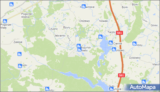 mapa Rożyńsk Wielki gmina Prostki, Rożyńsk Wielki gmina Prostki na mapie Targeo