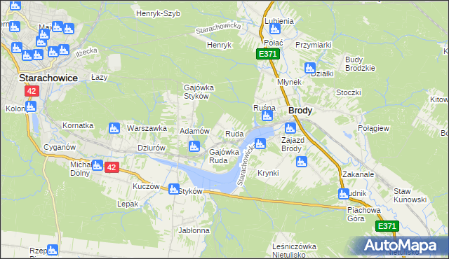 mapa Ruda gmina Brody, Ruda gmina Brody na mapie Targeo