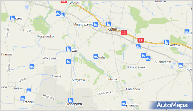 mapa Ruda gmina Dobrzyca, Ruda gmina Dobrzyca na mapie Targeo