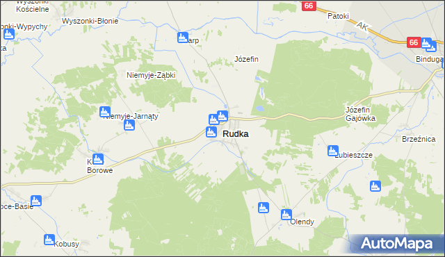 mapa Rudka powiat bielski, Rudka powiat bielski na mapie Targeo