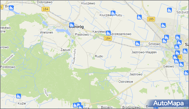 mapa Rudki gmina Ostroróg, Rudki gmina Ostroróg na mapie Targeo