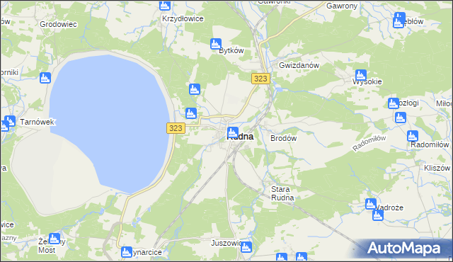 mapa Rudna powiat lubiński, Rudna powiat lubiński na mapie Targeo