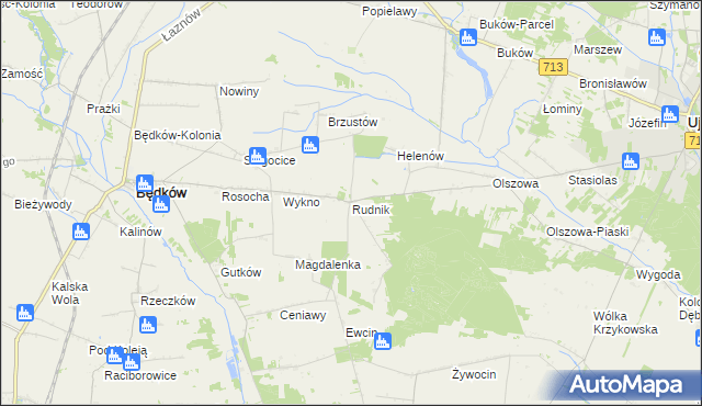mapa Rudnik gmina Będków, Rudnik gmina Będków na mapie Targeo