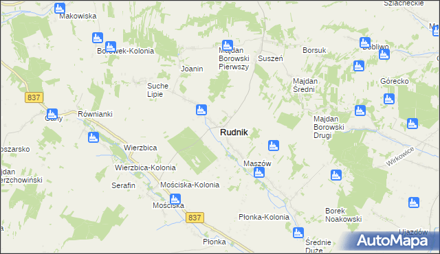 mapa Rudnik powiat krasnostawski, Rudnik powiat krasnostawski na mapie Targeo