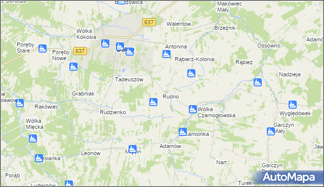 mapa Rudno gmina Dobre, Rudno gmina Dobre na mapie Targeo