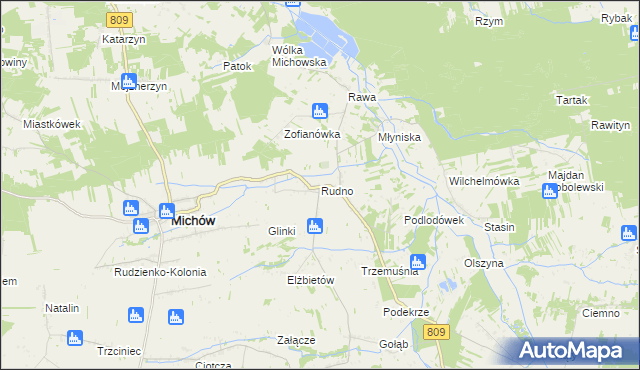 mapa Rudno gmina Michów, Rudno gmina Michów na mapie Targeo