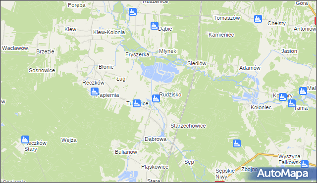 mapa Rudzisko gmina Fałków, Rudzisko gmina Fałków na mapie Targeo