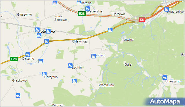 mapa Runowo gmina Potęgowo, Runowo gmina Potęgowo na mapie Targeo