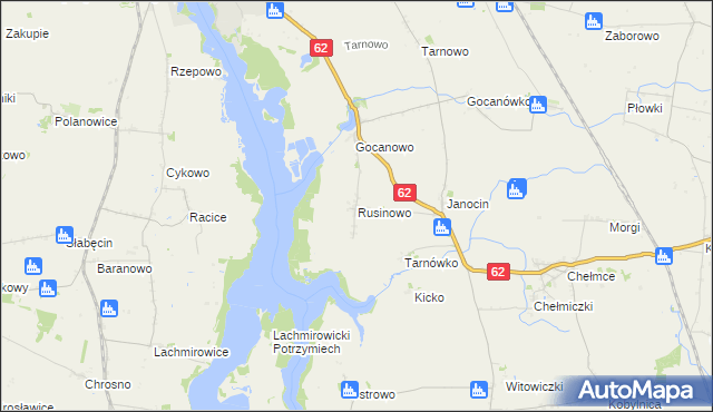mapa Rusinowo gmina Kruszwica, Rusinowo gmina Kruszwica na mapie Targeo