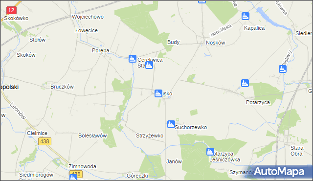mapa Rusko gmina Jaraczewo, Rusko gmina Jaraczewo na mapie Targeo