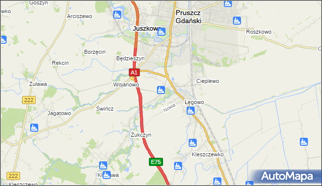 mapa Rusocin gmina Pruszcz Gdański, Rusocin gmina Pruszcz Gdański na mapie Targeo